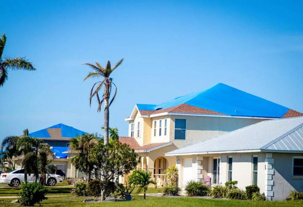 Roof tarped after hurricane Ian