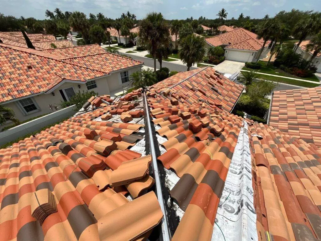 reroofing a tile roof at a neighborhood filled with tile roofs
